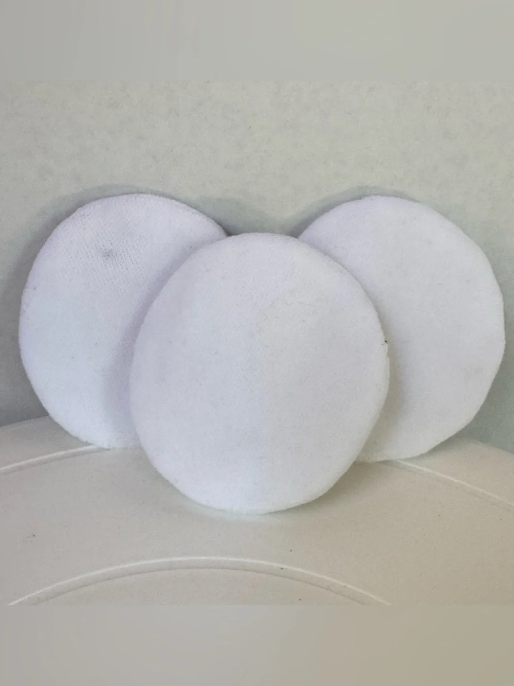 CHANEL White Satin and Velvet Makeup Puffs - Set of 3
